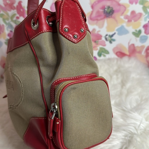 💯Authentic PRADA 
Jacquard Logo Hobo Corda Rosso🍀 - Picture 13 of 17